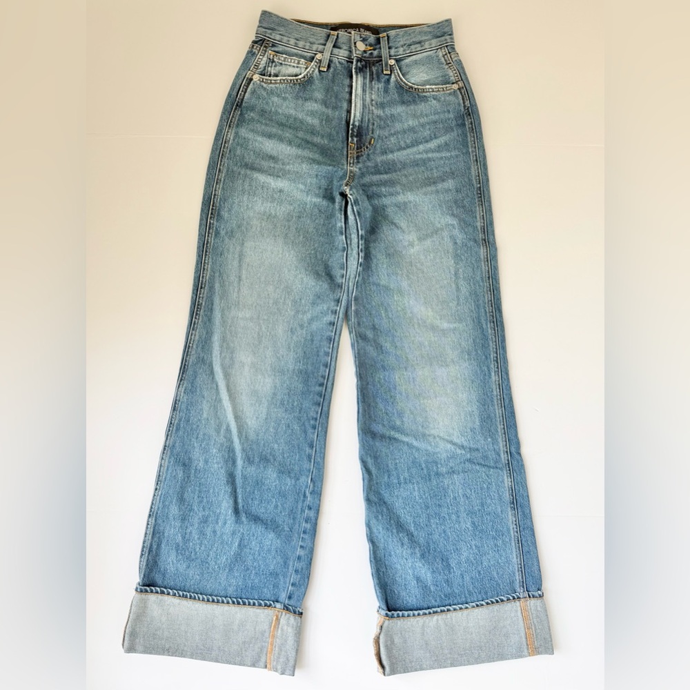 Veronica Beard Taylor High Rise Wide Leg Jeans Cuffed Denim 25 - Picture 4 of 9